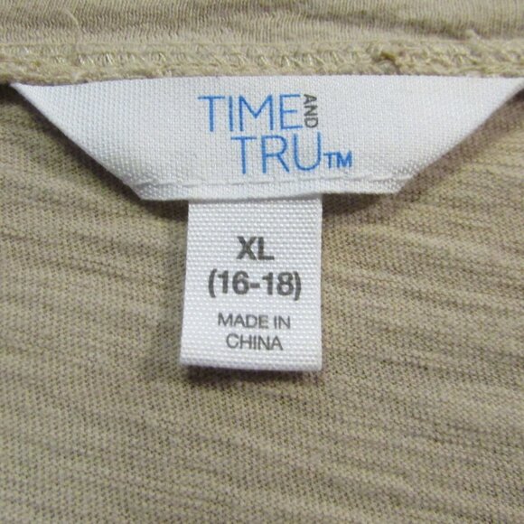 Time and Tru Tiered Brown Women's Short Sleeve Shirt XL 16-18 - Picture 3 of 3